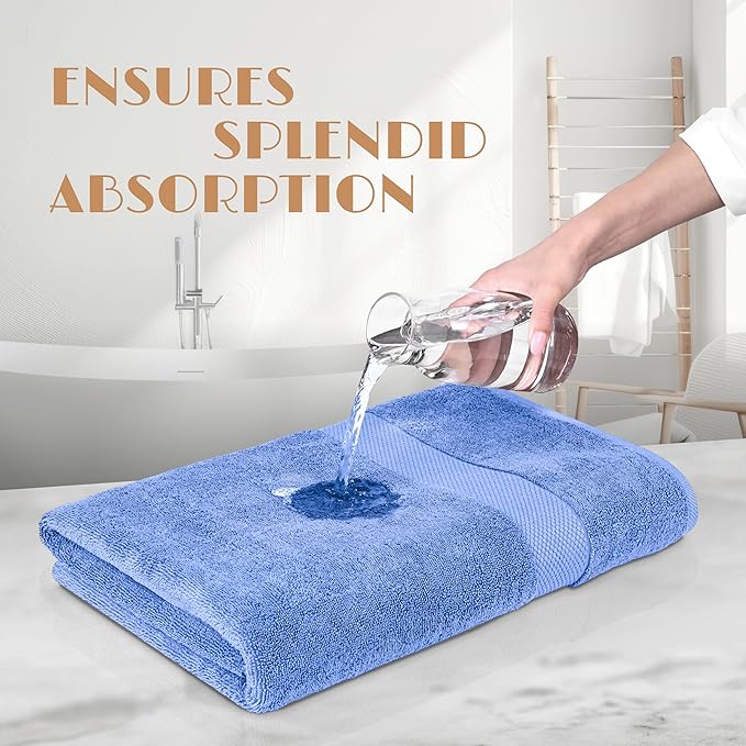 White Classic Luxury Soft Bath Sheet Towels - 650 GSM Cotton Luxury Towels Extra Large 35x70 | Highly Absorbent and Quick Dry | Hotel Quality, Light Blue, 2 Pack