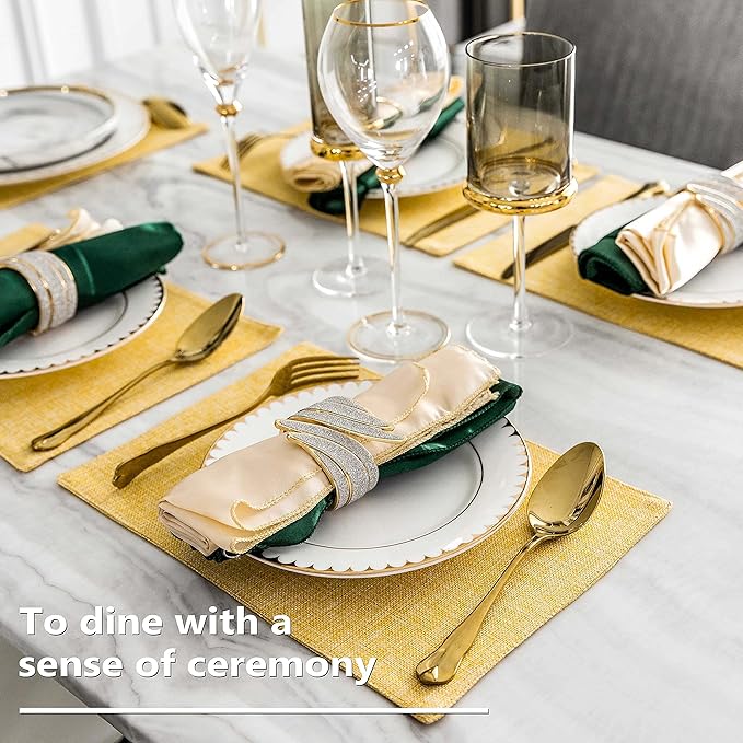Home Brilliant Dining Placemats Set of 6 Heat Resistant Dining Table Place Mats for Kitchen Table for Placemats Decoration for Dinner Spring Decor, 13 x 19 inches, Yellow
