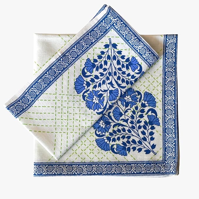 FINGERCRAFT Cloth Napkins, Set of 4 Cotton Linen Blend Printed Dinner Napkins Cloth Mitered Corner Perfect for Parties Dinners Weddings Cocktail Christmas Easter 20x20 Mesh Banquet