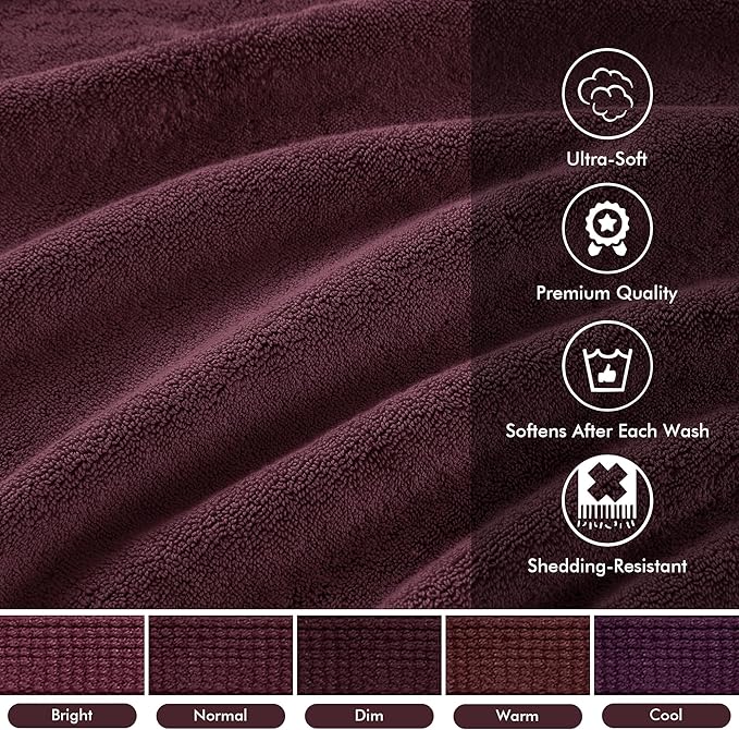 Madison Park 800GSM Bathroom Towel Set of 8 100% Cotton Bath Towel Set for Bathroom Luxurious Highly Absorbent 2 Bath Towels 2 Hand Towels 4 Washcloths Quick Dry Spa Quality Burgundy
