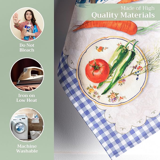Maison d' Hermine Kitchen Towels Set of 3 100% Cotton 27.50" x 20" Reusable Cloth Tea Dish Towels Absorbent with Hanging Loop for Kitchen Gifts for Mothers Day Spring/Summer (Gourmand)