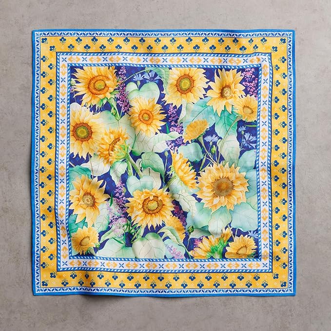 Maison d' Hermine Cloth Napkins Set of 4 100% Cotton Everyday Reusable Square Napkins Cloth Washable Dinner Party Wedding Restaurant Gifts for Mothers Day Spring/Summer(Sunflower Days, 18" x 18")