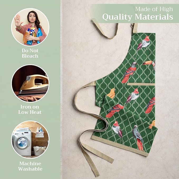 Maison d' Hermine 100% Cotton Apron for women with Pocket Kitchen Chef Apron for Men Cooking Mothers Day Gifts