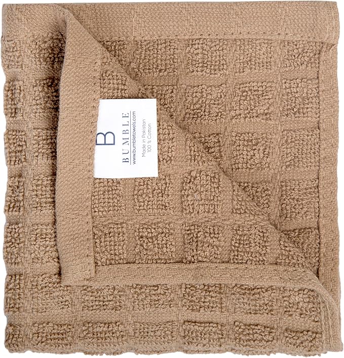 Bumble Dish Cloths (8 Pack) | 12" x 12" | 100% Cotton Kitchen Towels | 405 GSM | Soft, Highly Absorbent & Durable Dish Towels for Kitchen | Tan