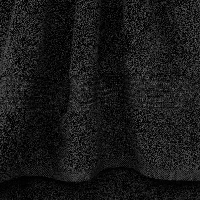 Cotton Paradise 100% Cotton Turkish Washcloth Set for Bathroom, 4 Piece Soft Absorbent Small Towels Wash Rags, Black