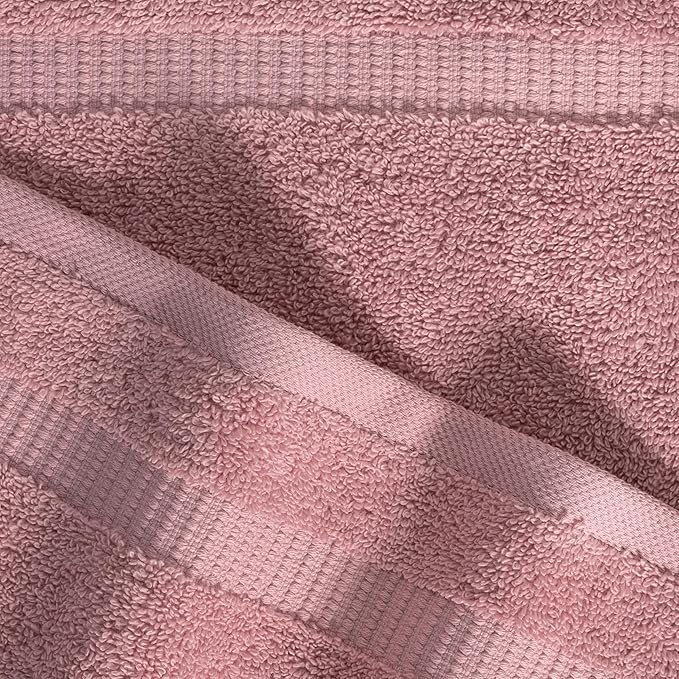 SALBAKOS 100% Turkish Cotton Washcloth Set of 12 13x13 inch | Heirloom Quality | Hotel & Spa Collection | Ultra Soft, Super Absorbent, Washcloth Towels | Made in Turkey (Rose, 12 Washcloths)