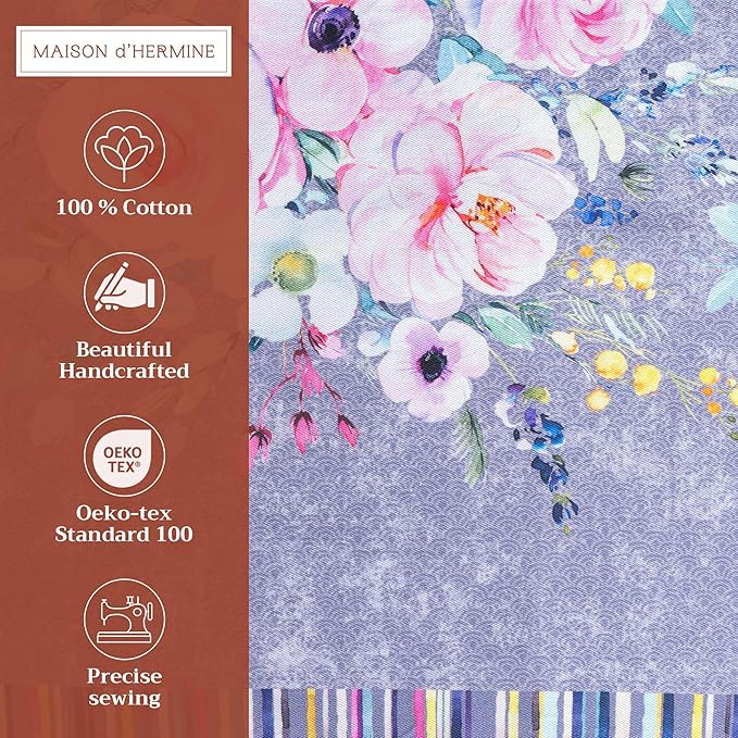 Maison d' Hermine Placemats Set of 4 100% Cotton Washable Cloth Place Mats Reusable Table Mats for Kitchen Dining Party Gifts for Mothers Day Spring/Summer (Sweet Rose Lavender - Lush, 13" x 19")