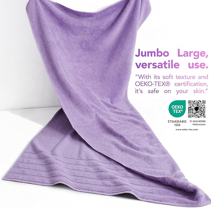 American Soft Linen 35x70 Jumbo Large Bath Towel, 600 GSM 100% Cotton Turkish Bath Sheet, Oversized Luxury Bath Towel for Bathroom Beach and Pool, Lilac