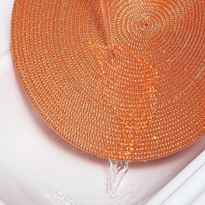 AHHFSMEI Round Placemats Set of 8 Heat Resistant Washable Non-Slip Woven Braided Table Mats for Dining Table Kitchen & Home Decor (Orange,8)