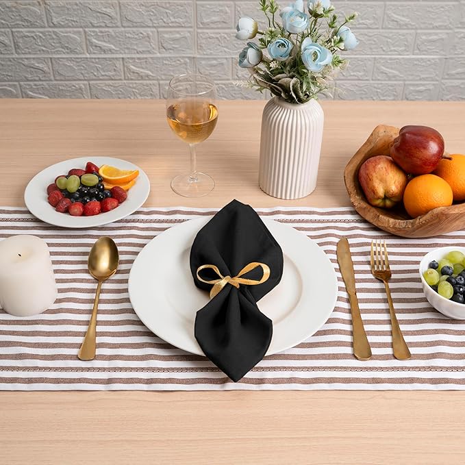 Blue Needles Solid Cloth Napkins Set of 6 Black 100% Cotton Dinner Napkins 18x18 inches - Soft, Reusable, Absorbent & Washable Linen, Ideal for Spring Summer Easter Events Parties & Everyday Use