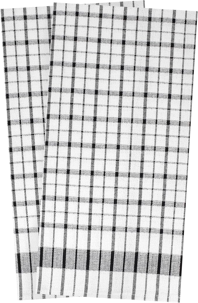 Ritz Wonder Towels, 30" x 20", 100% Cotton Kitchen Towels, Highly Absorbent, Large Size, Finely Woven, Lint Free, Streak Free Cleaning, Easy Care Towel Set, 2-Pack, Black