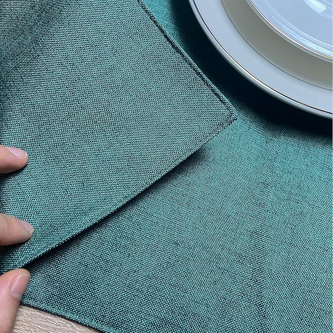 Weabetfu Cloth Placemats Set of 4 Heat Resistant Dining Table Placemmats Cotton Linen Machine Washable Kitchen Table Mats Wrinkle Free Thick Fabric Place Mat,Easy to Clean,13"x19",Green