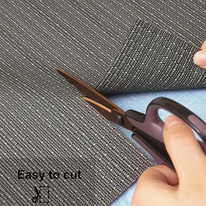 Myir JUN Placemats Set of 4, Vinyl Woven Placemats Place Mats Indoor Set of 4 Washable Table Mats Non-Slip Place mats for Dining Table (Dark Gray, Set of 4)