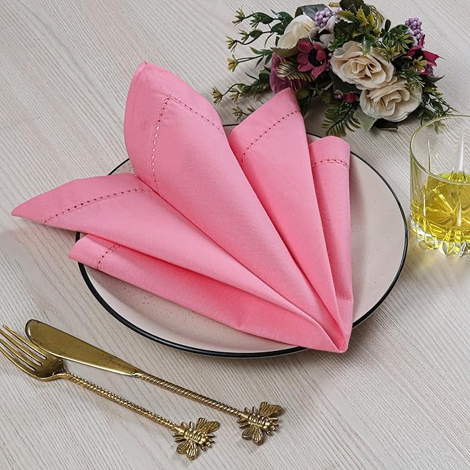 ALPHA Living HOME Cotton Cloth Napkins Set of 12, 18x18 Cotton Napkin Cloth Washable, Soft, Reusable Napkins for Wedding, Parties, Christmas, Thanksgiving, Everyday Use (Sherbet)