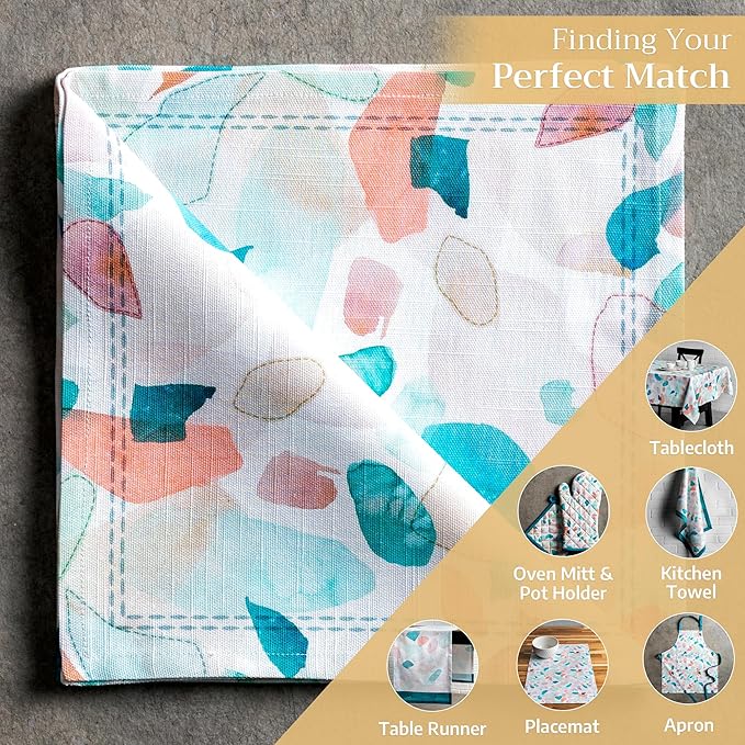 Maison d' Hermine Cloth Napkins Set of 4 100% Cotton Everyday Reusable Square Napkins Cloth Washable Dinner Party Wedding Restaurant Gifts for Mothers Day Spring/Summer (Summer Picnic, 20" x 20")