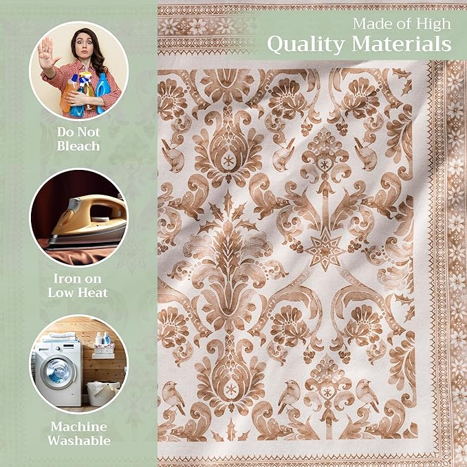 Maison d' Hermine Cloth Napkins Set of 4 100% Cotton for Thanksgiving Christmas Decorations Everyday Reusable Square Fall Napkins Cloth Washable Dinner Party (Allure, 20"x20")
