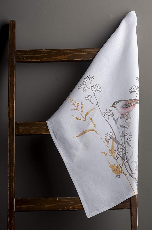Maison d' Hermine Kitchen Towels Set of 3 100% Cotton 27.50" x 20" Reusable Cloth Dish Towels Absorbent with Hanging Loop for Kitchen Gifts for Mothers Day Spring/Summer (Meadow Florals - Beige)