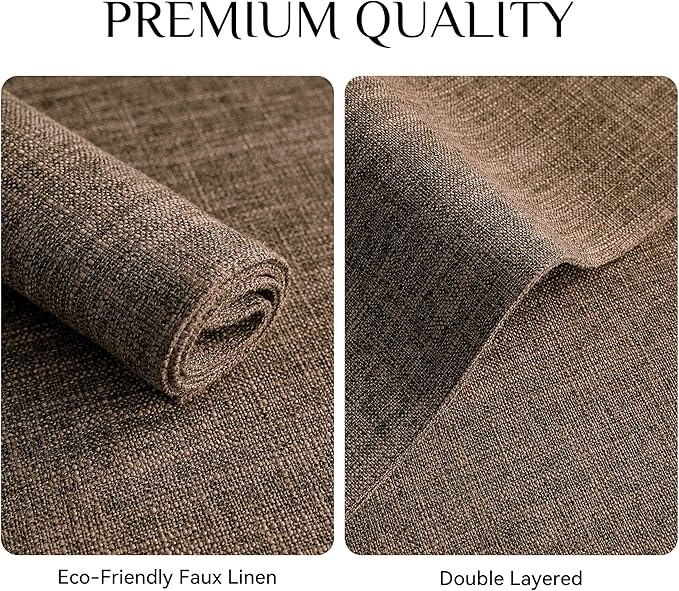 Softalker Faux Linen Placemats Set of 6-12 x 18 Inch, Heat Resistant Double Layered Durable Burlap Farmhouse Place Mats, Non-Slip Washable Rustic Table Mats for Dining, Kitchen, Party（Brown