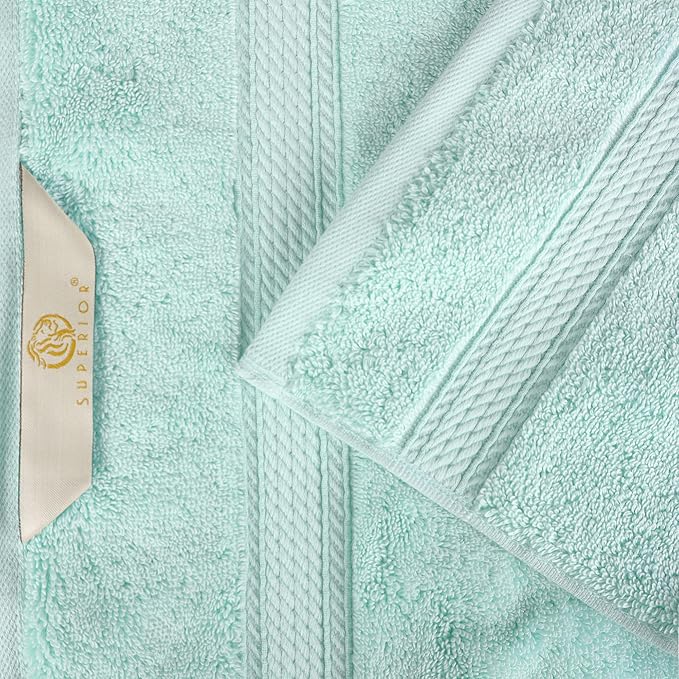 Superior Egyptian Cotton Pile 9 Piece Towel Set, Includes 3 Bath, 3 Hand, 3 Face Towels/Washcloths, Ultra Soft Luxury Towels, Thick Plush Essentials, Guest Bath, Spa, Hotel Bathroom, Sea Foam