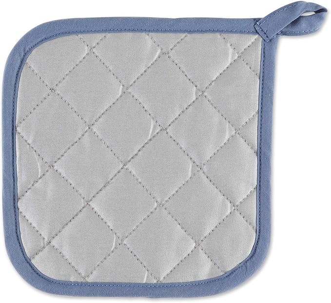DII Basic Terry Collection Quilted 100% Cotton, Potholder, Stonewash Blue, 3 Piece