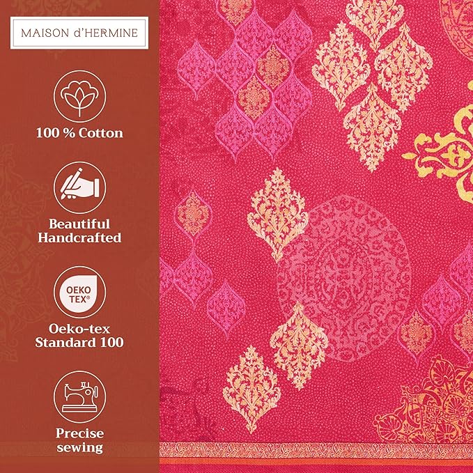 Maison d' Hermine Placemats Set of 4 100% Cotton Washable Cloth Place Mats, Reusable Table Mats for Thanksgiving Christmas Decorations Kitchen Dining Party Wedding Restaurant (Versailles, 13" x 19")