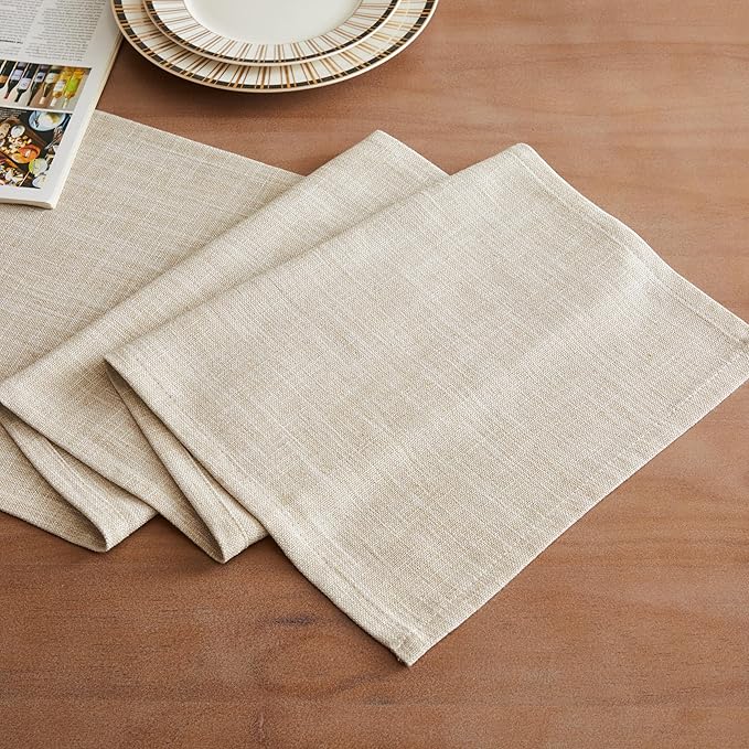 ZeeMart Rustic Cotton Linen Table Runner, 13x48 Inches Taupe, Farmhouse Style Beige Table Runners 48 Inches Long, Washable Kitchen Dining Table Decoration for Home Party Decor