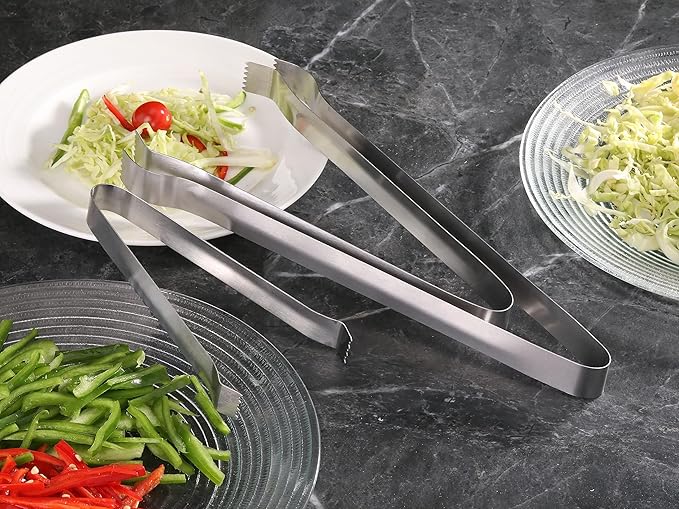 New Star Foodservice 42276 Restaurant-Grade Pom Tong, Stainless Steel, 9 inch, Set of 6, Silver