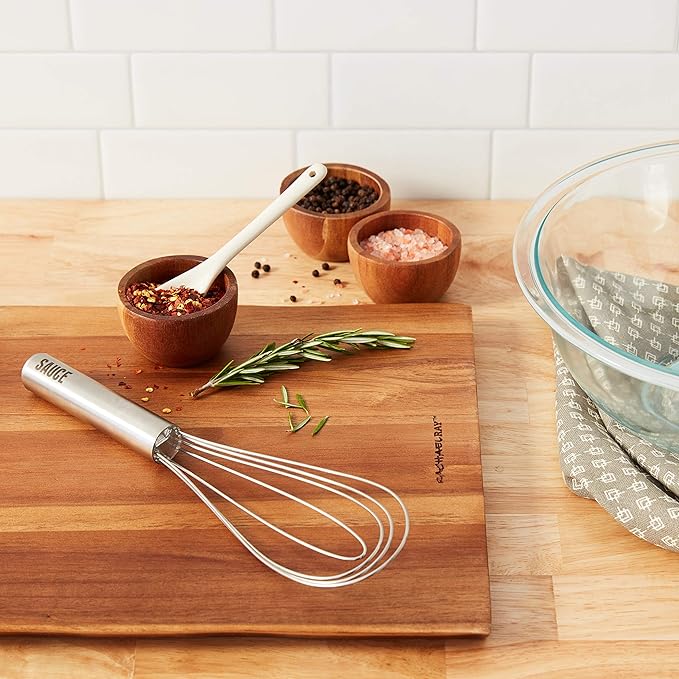 Tovolo Flat Whisk Stainless Steel 10” Gravy Whisk for Sauces Roux Batters, Large Kitchen Classic Dishwasher Safe Flat Bottom Whisker for Cooking Blending Mixing Stirring Whipping Beating Whisking