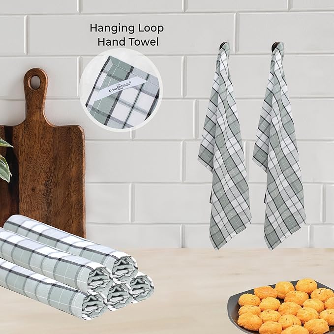 Urban Villa Kitchen Towels Set of 6 Majestic Checks Kitchen Towels 20X30 Inches 100% Cotton Highly Absorbent Kitchen Towels Premium Quality Ultra Soft Mitered Corners KitchenTowels