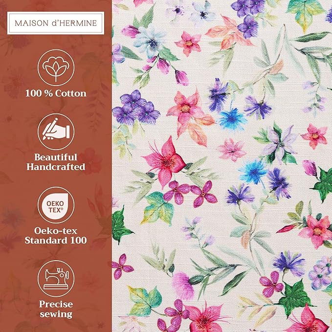 Maison d' Hermine Placemats Set of 4 100% Cotton Washable Cloth Place Mats Reusable Table Mats for Kitchen Dining Party Wedding Gifts for Mothers Day Spring/Summer (Chardon, 13" x 19")