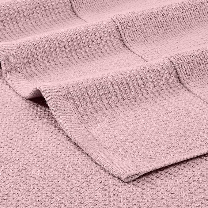 Modern Threads Waffle-Rib 6-Piece Towel Set – Premium Cotton Bath Towels, Ultra-Absorbent & Soft, Elegant Waffle Texture for Bathroom & Spa, Petal