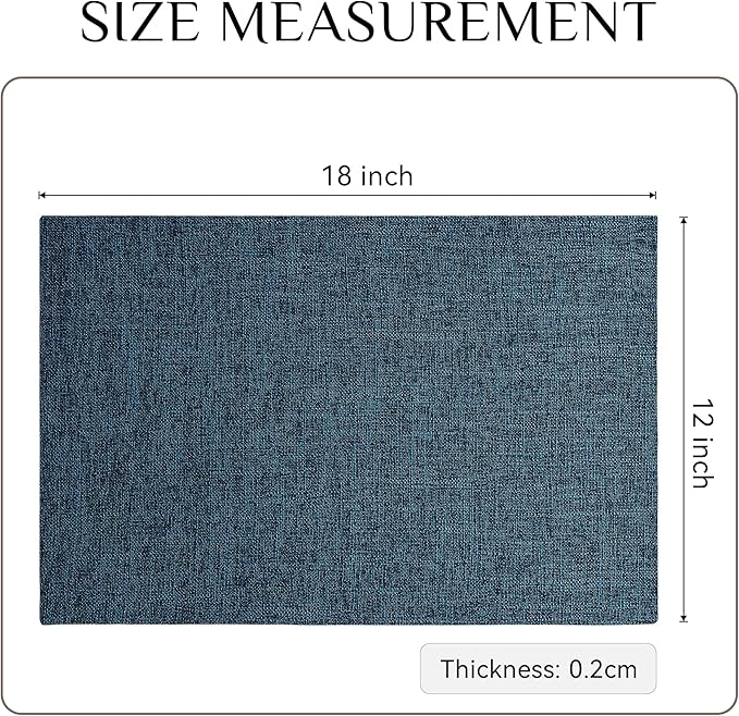 Softalker Faux Linen Placemats Set of 6-12 x 18 Inch, Heat Resistant Double Layered Durable Burlap Farmhouse Place Mats, Non-Slip Washable Rustic Table Mats for Dining, Kitchen, Party（Navy Blue