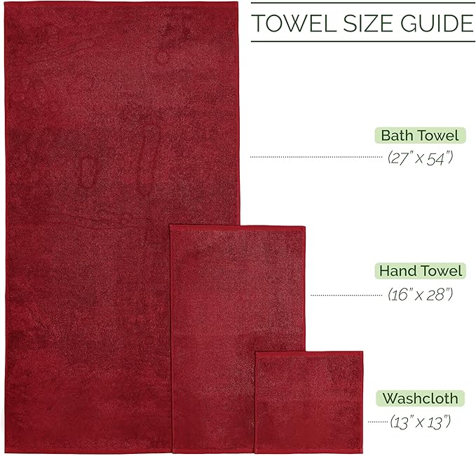 Elegant Comfort Luxury 6-Piece 100% Turkish Cotton Jacquard Braided Textured Premium Hotel Quality Towel Set– Soft and Absorbent, Includes 2 Bath Towels, 2 Hand Towels and 2 Washcloths, Burgundy