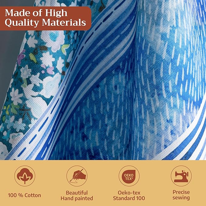 Maison d' Hermine Kitchen Towels Set of 3 100% Cotton 27.50" x 20" Reusable Cloth Tea Dish Towels Absorbent with Hanging Loop for Kitchen Gifts for Mothers Day Spring/Summer (Summer Blues)