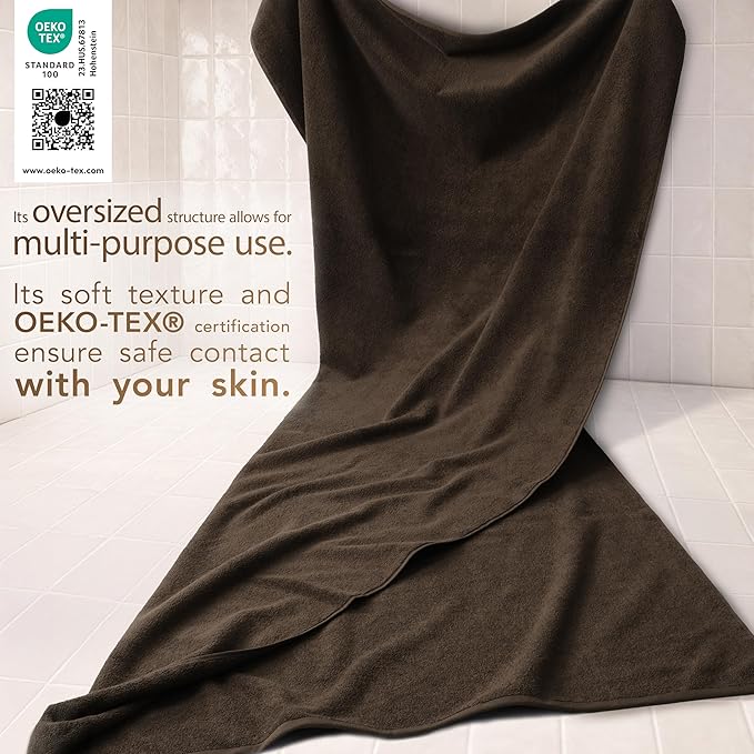 Cotton Paradise 100% Cotton 40x80 Oversized Bath Sheet, Extra Large Turkish Bath Towels for Bathroom, Brown Bathsheet