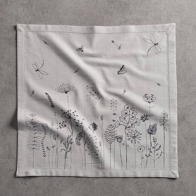 Maison d' Hermine Cloth Napkins Set of 4 100% Cotton Everyday Reusable Square Napkins Cloth Washable Dinner Party Wedding Restaurant Gifts for Mothers Day Spring/Summer (Flore, 20" x 20")