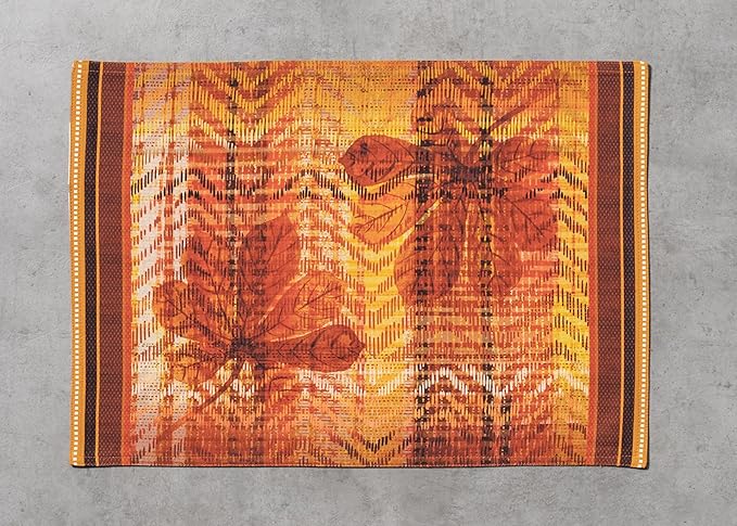 Maison d' Hermine Placemats Set of 4 100% Cotton Washable Cloth Place Mats, Reusable Table Mats for Thanksgiving Christmas Decorations Kitchen Dining Party Wedding (Thanksgiving Tartan, 13" x 19")