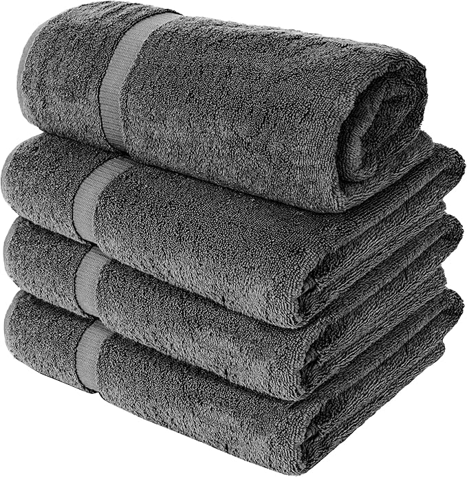 Chakir Turkish Linens | Hotel & Spa Quality 100% Cotton Luxury Turkish Towels | Soft & Absorbent (30x60 Inches Extra Large Bath Towels, Set of 4 - Dark Gray)