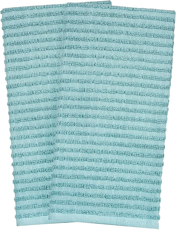 Ritz Royale Collection 100% Combed Terry Cotton, Highly Absorbent, Oversized Kitchen Towel Set, 28" x 18", 2-Pack, Solid, Dew