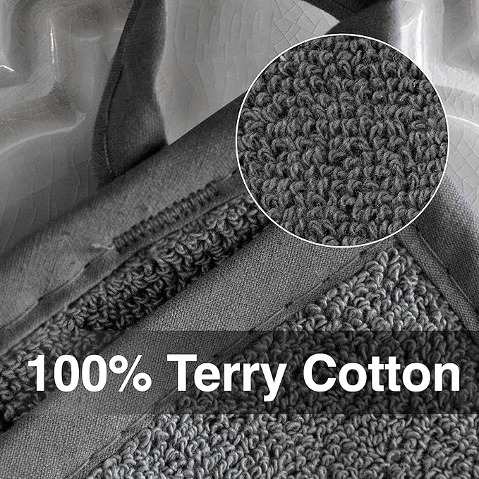 RITZ Terry Pocket Mitt & Hot Pad: Unparalleled Heat Resistant, Durable 100% Cotton – Ergonomically Designed for Optimal Grip – Easy-Care Machine Washable – 4-Pack, Graphite