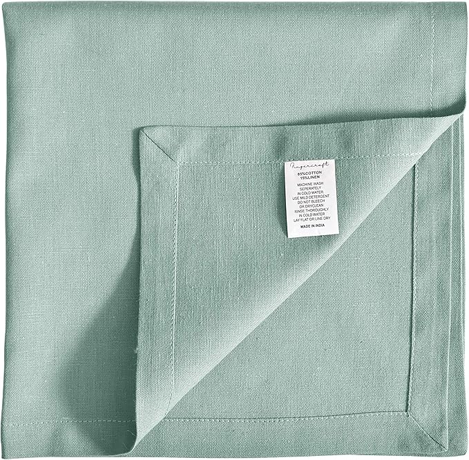 FINGERCRAFT Dinner Cloth Napkin Cotton Linen Blend 12 Pack Natural Premium Quality Mitred Corner for Every Day Use Pre Shrunk and Good Absorbency 18x18 in Easter Color Aqua
