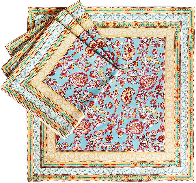 Maison d' Hermine Napkin 100% Combed Cotton Premium Cloth Napkin Decorative Washable Napkins Set of 4 for Home, Kitchen, Dining, Cocktail Parties & Camping - Lauris (20”X20”)