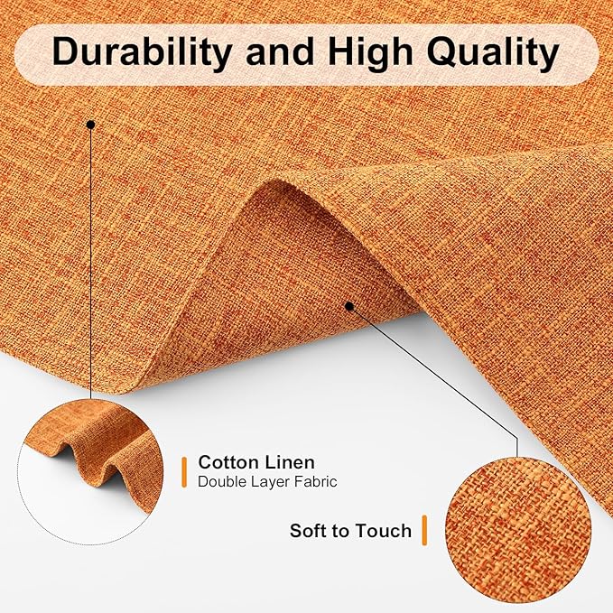 Homaxy Cloths Placemats for Dining Table Set of 4, Heat Resistant Washable Cotton Linen Blend Table Mats, Easy to Clean Place Mats for Indoor Outdoor Party Kitchen Decoration, 13" x 19", Orange