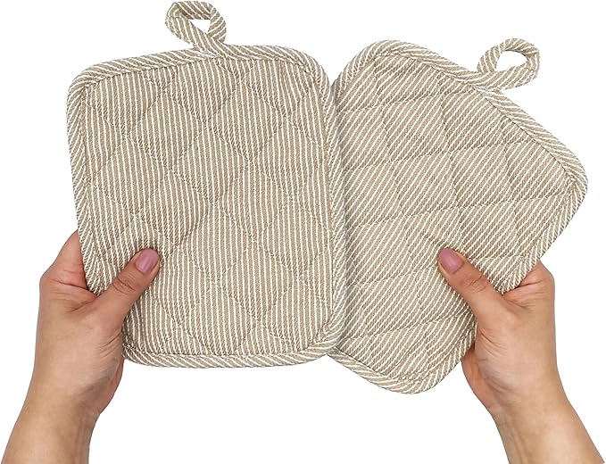 American Linen Pot Holders, Hot Pads, Table Pads for Kitchen and Dining Table, Non Slip Heat Resistant Hot Pot Holder (Beige, 8 Pack)