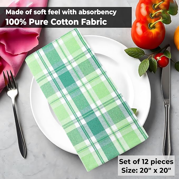 Urban Villa Cloth Napkins Set of 12(20x20) 100% Cotton Napkins Cloth Washable Durable Reusable Absorbent Table Dinner Napkins Cloth Ideal for St Patricks Day Celebrations Weddings Parties- St Patrick