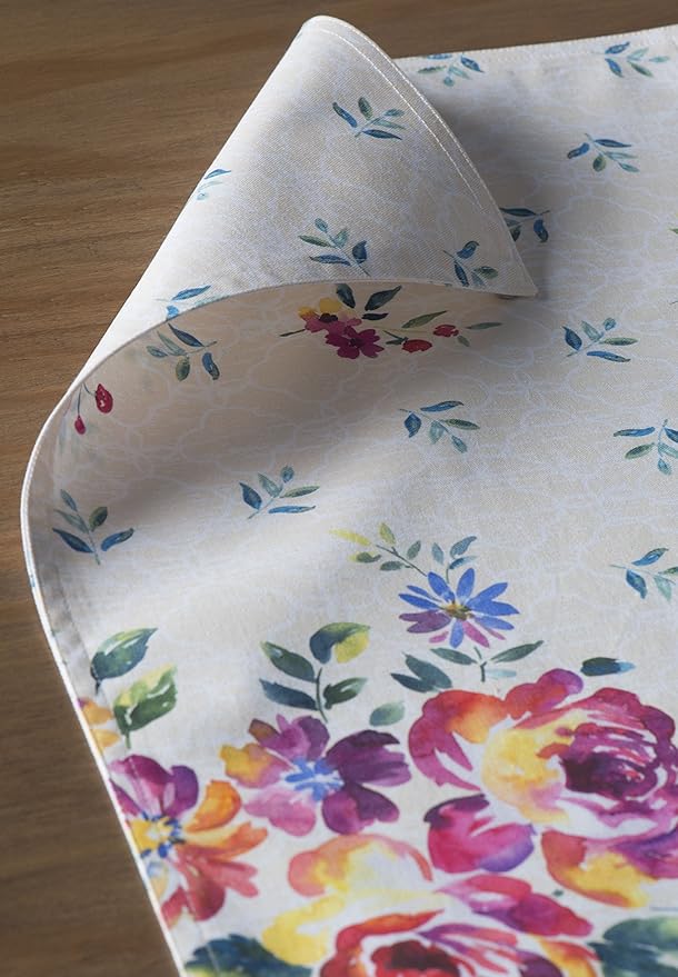 Maison d' Hermine Placemats Set of 4 100% Cotton Washable Cloth Place Mats Reusable Table Mats for Kitchen Dining Party Wedding Gifts for Mothers Day Spring/Summer (Rose Garden, 13" x 19")