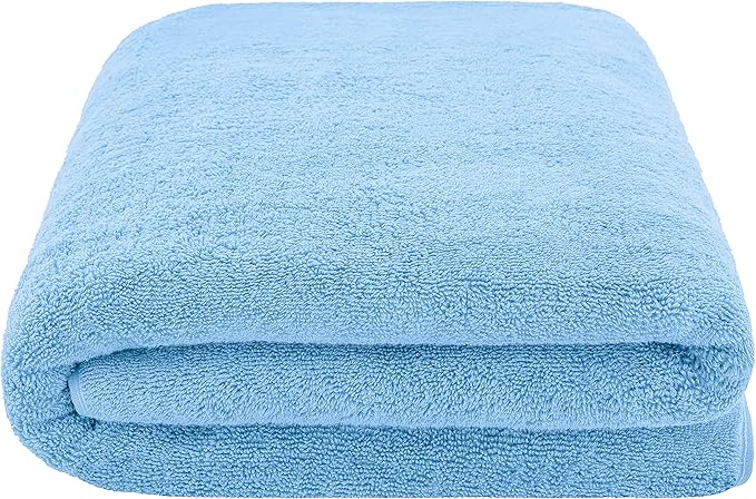 American Soft Linen 100% Cotton 600 GSM Turkish 40x80 Oversized Bath Towel Sheet, Extra Large Adult Towels for Bathroom, Sky Blue Bath Sheet