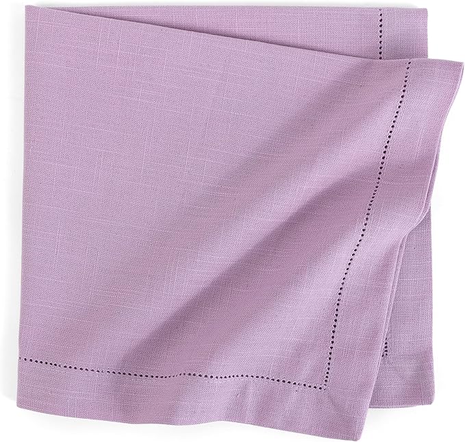 FINGERCRAFT Cloth Napkins, Hemstitched Napkins Cloth, 20 x 20 Inch Generous Picot Hem and Mitered Corner, Everyday Use Premium Quality Perfect for Parties Dinners Weddings Cocktail Set of 6 Lavender