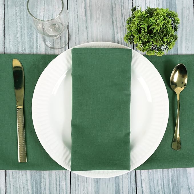 FINGERCRAFT Dinner Cloth Napkin Cotton Linen Blend 12 Pack Natural Premium Quality Mitred Corner for Every Day Use Pre Shrunk and Good Absorbency 18x18 in Easter Color Eden Green