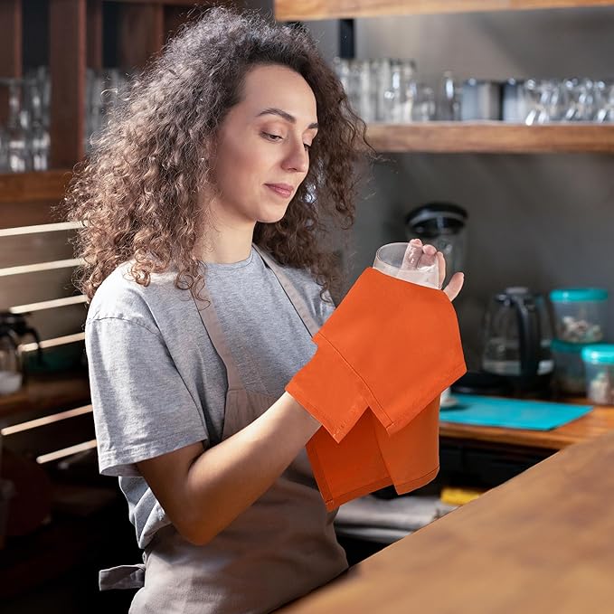 Utopia Home [24 Pack, Orange] Cloth Napkins 18x18 Inches, 100% Polyester Hemmed Edges, Washable and Reusable Ideal for Parties, Weddings and Dinners